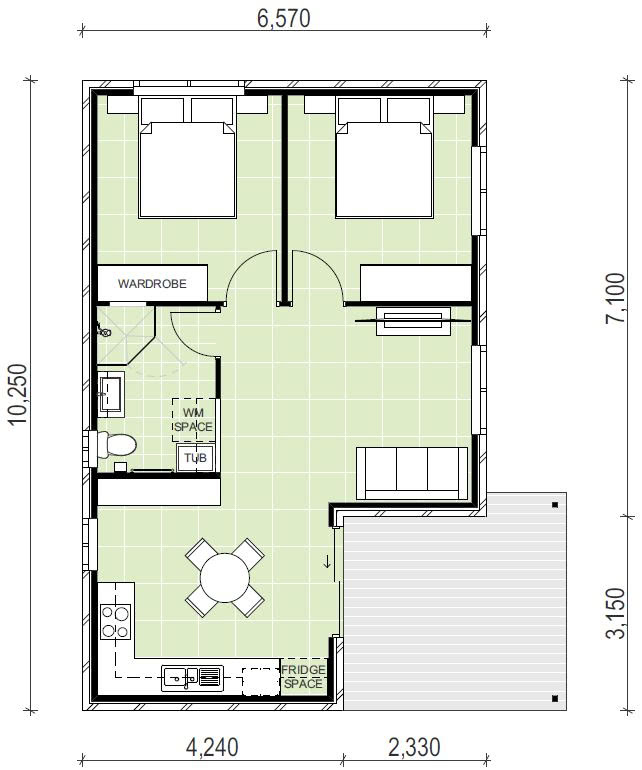 2 bedroom granny flat floor plan design