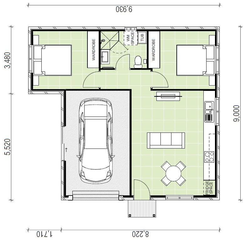 Chatswood granny flat floor plan with garage