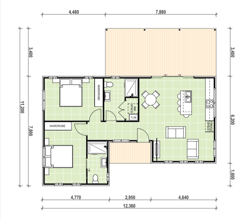 2 bedroom granny flat floor plan