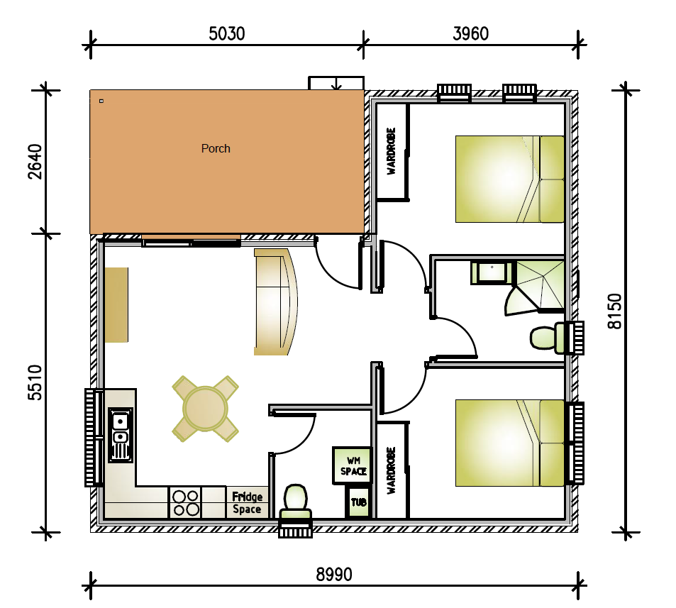 Castle Hill 2 bedroom granny flat floor plan