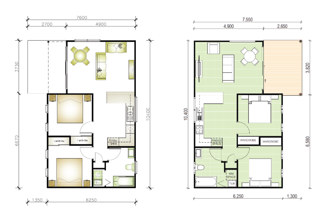 2 bedroom granny flat floor plan