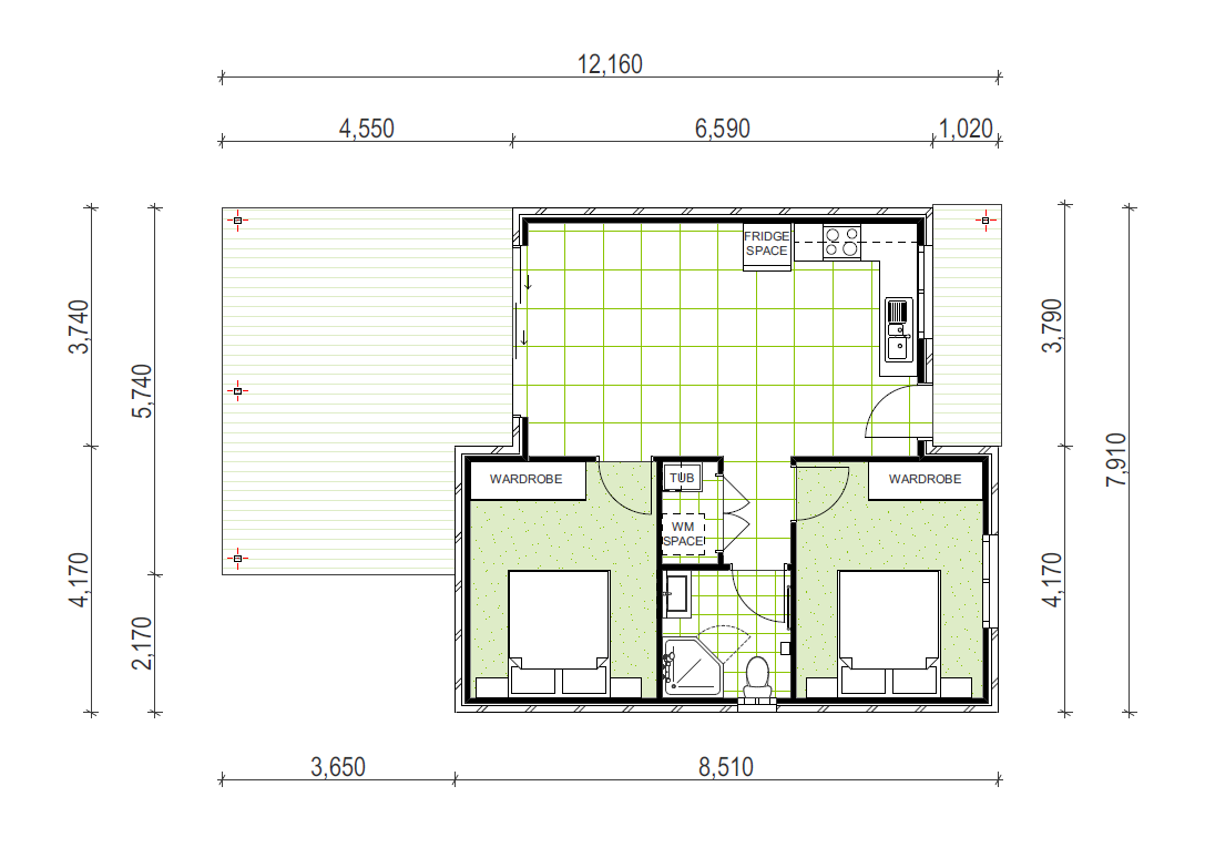 2 bedroom granny flat floor plan design