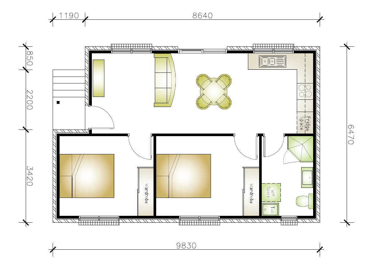 Granny flat floor plan design idea