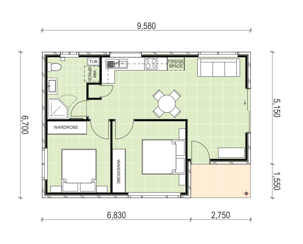 2 bedroom granny flat floor plan design