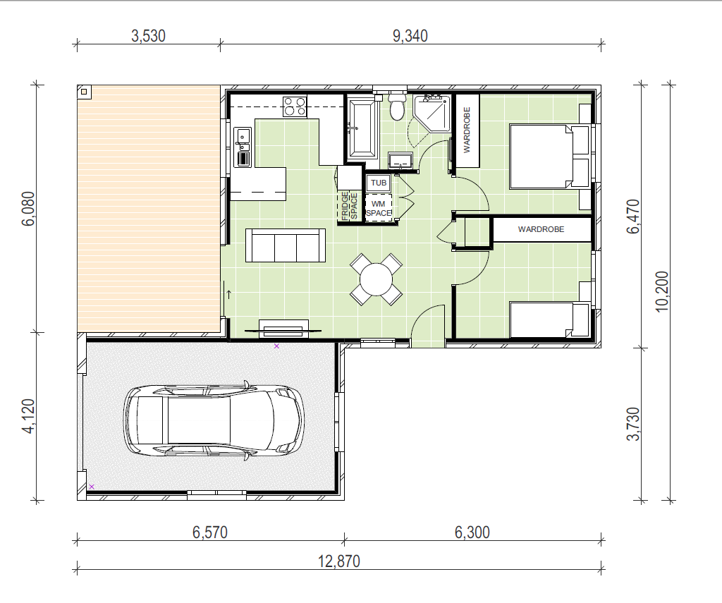 granny flat floor plan with garage