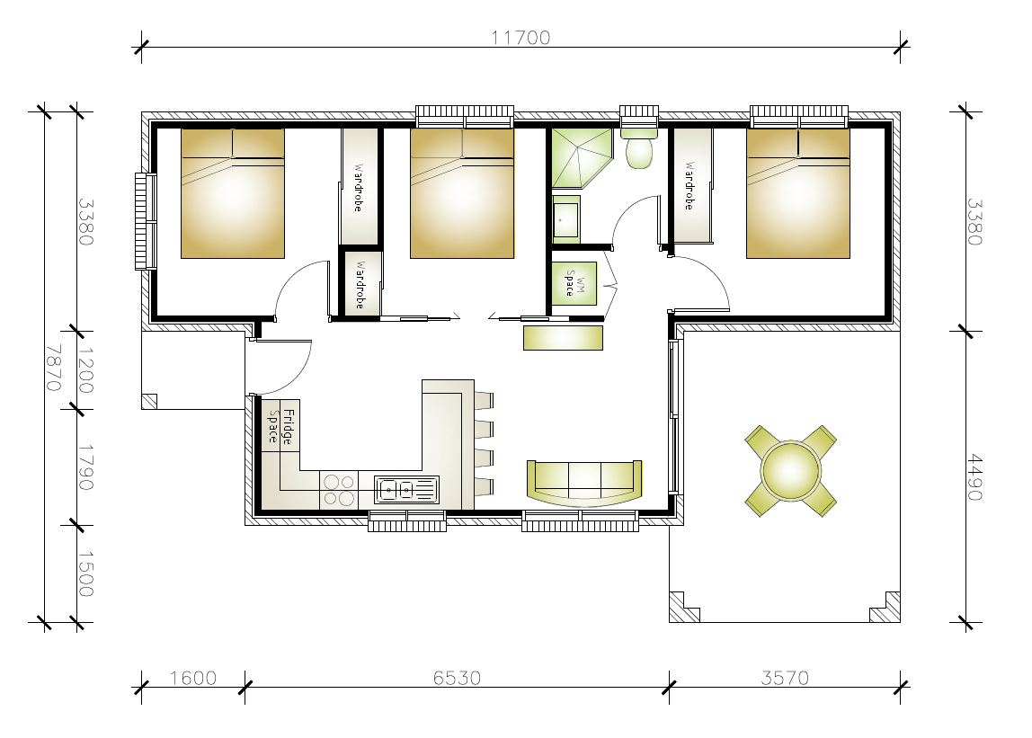 3 bedroom granny flat floor plan design