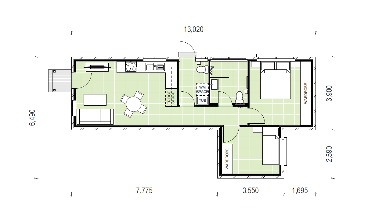 2 bedroom granny far floor plan