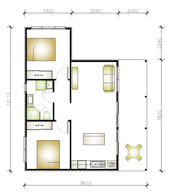 2 bedroom granny flat floor plan