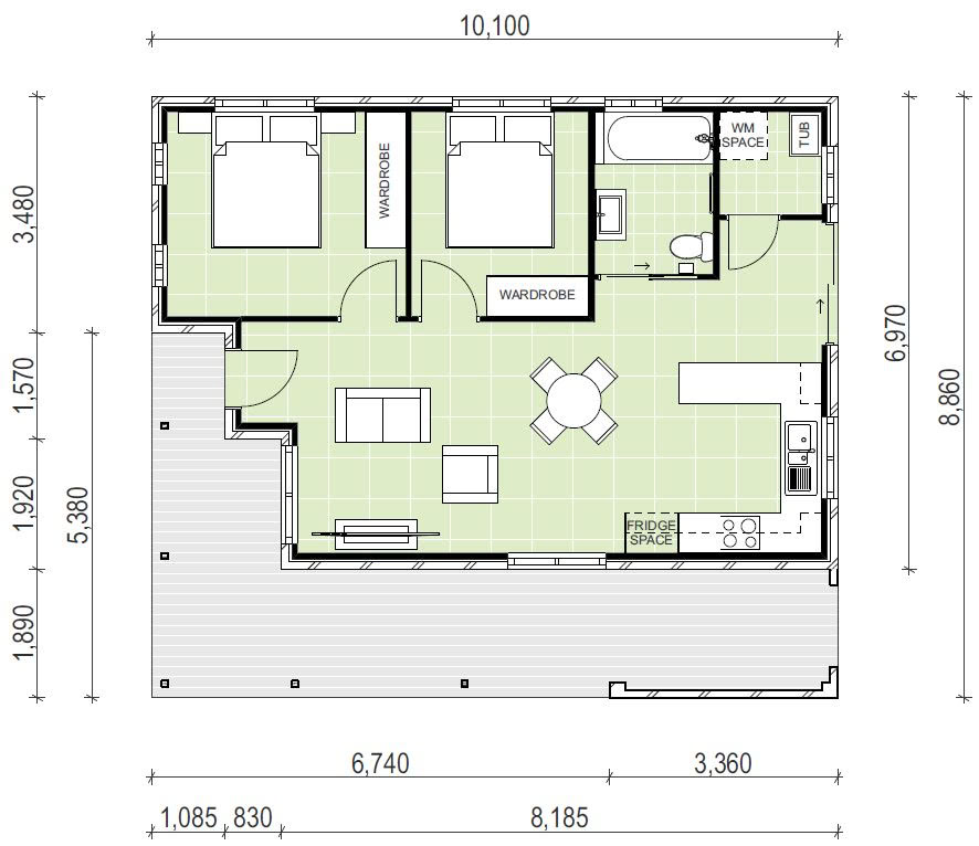 2 bedroom granny flat floor plan design