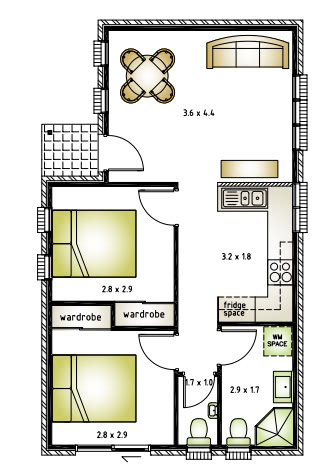 2 bedroom granny flat floor plan design