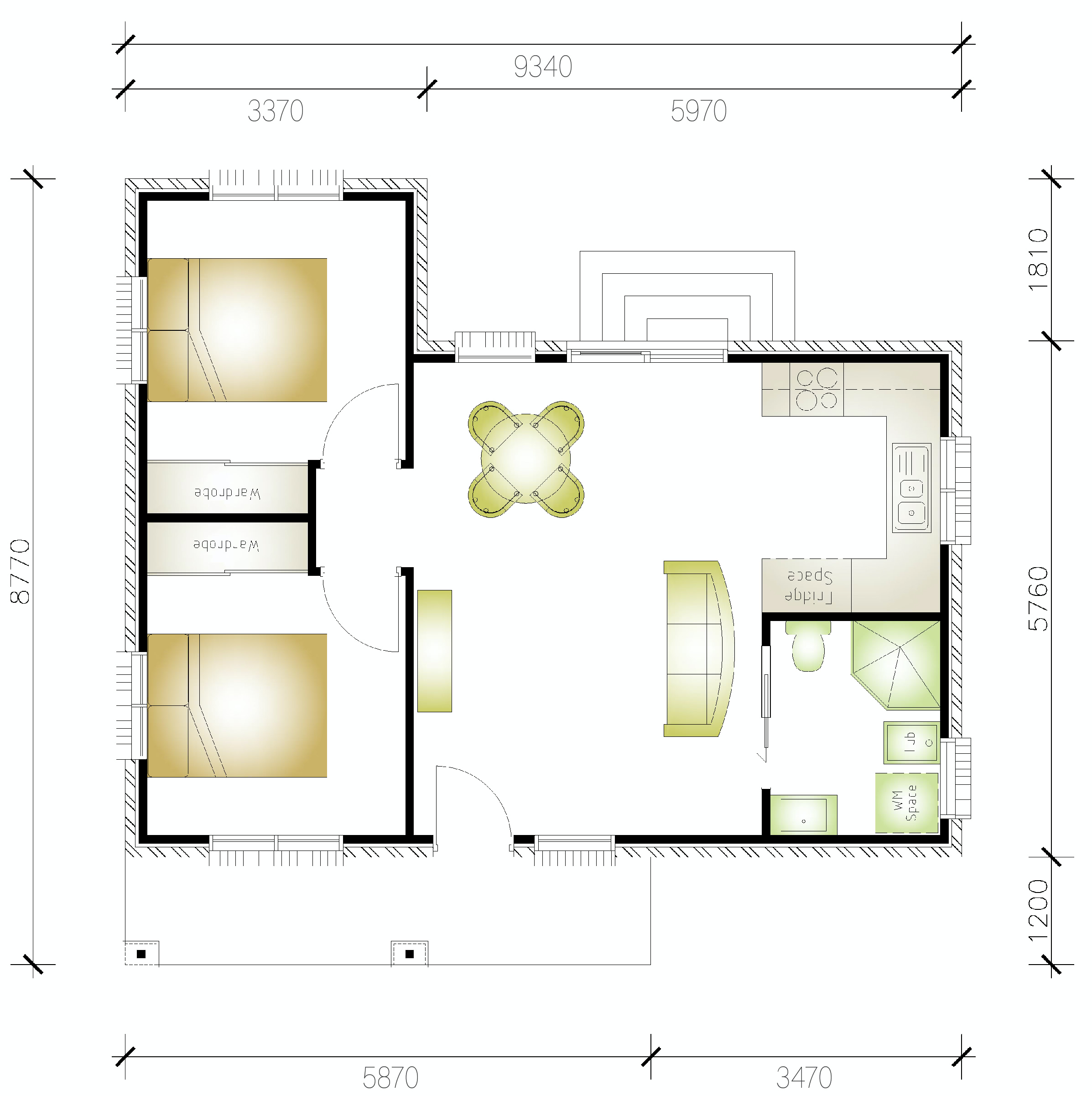 2 bedroom granny flat floor plan