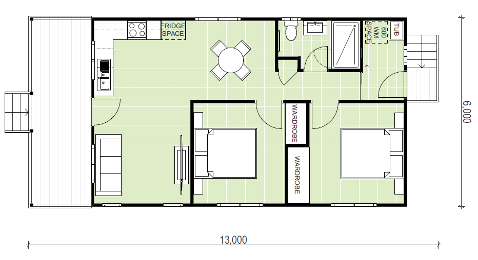 2 bedroom granny flat design