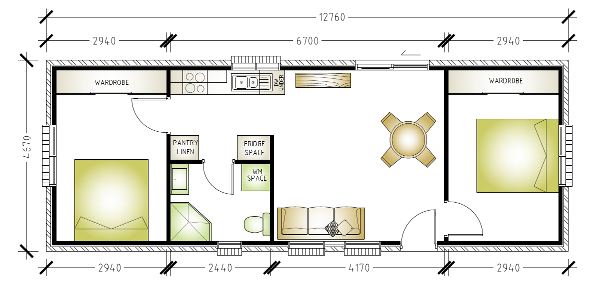 2 bedroom granny flat floor plan design