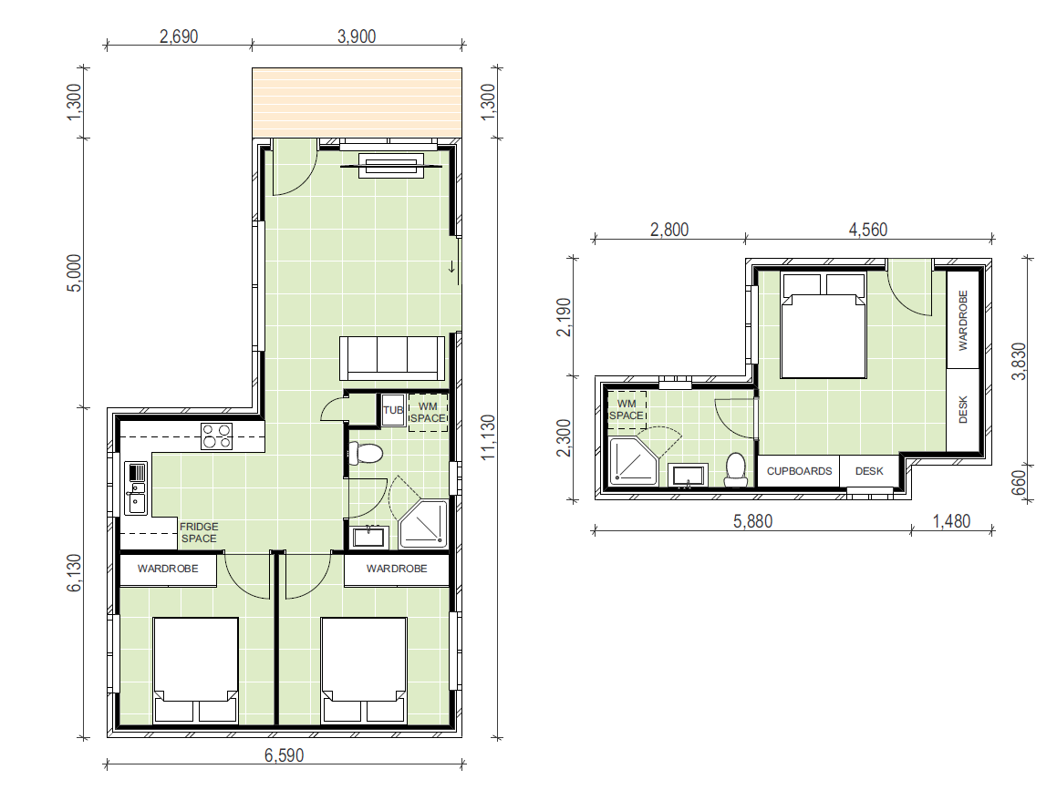 2 bedroom granny flat floor plan