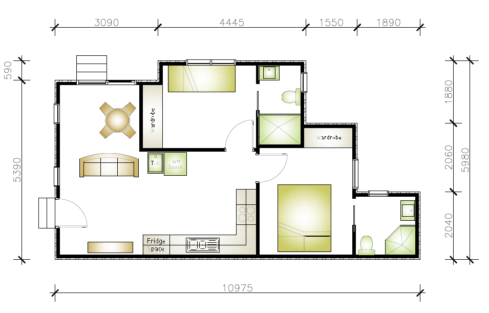 2 bedroom granny flat floor plan