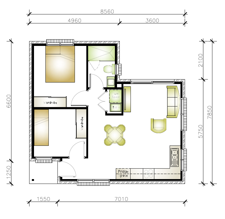 2 bedroom granny flat floor plan design