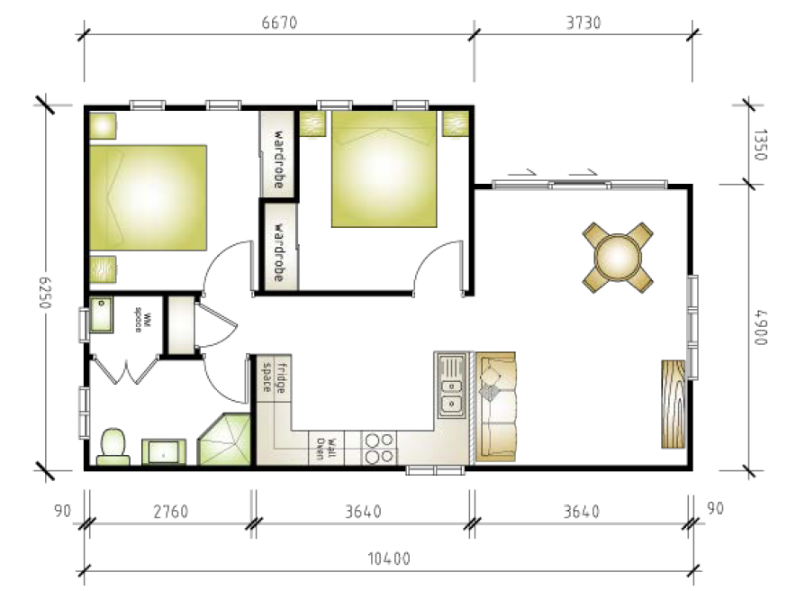 2 bedroom granny flat floor plan design