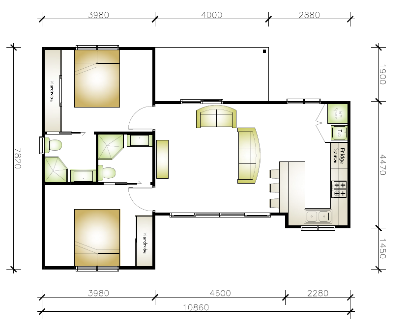 2 bedroom granny flat floor plan