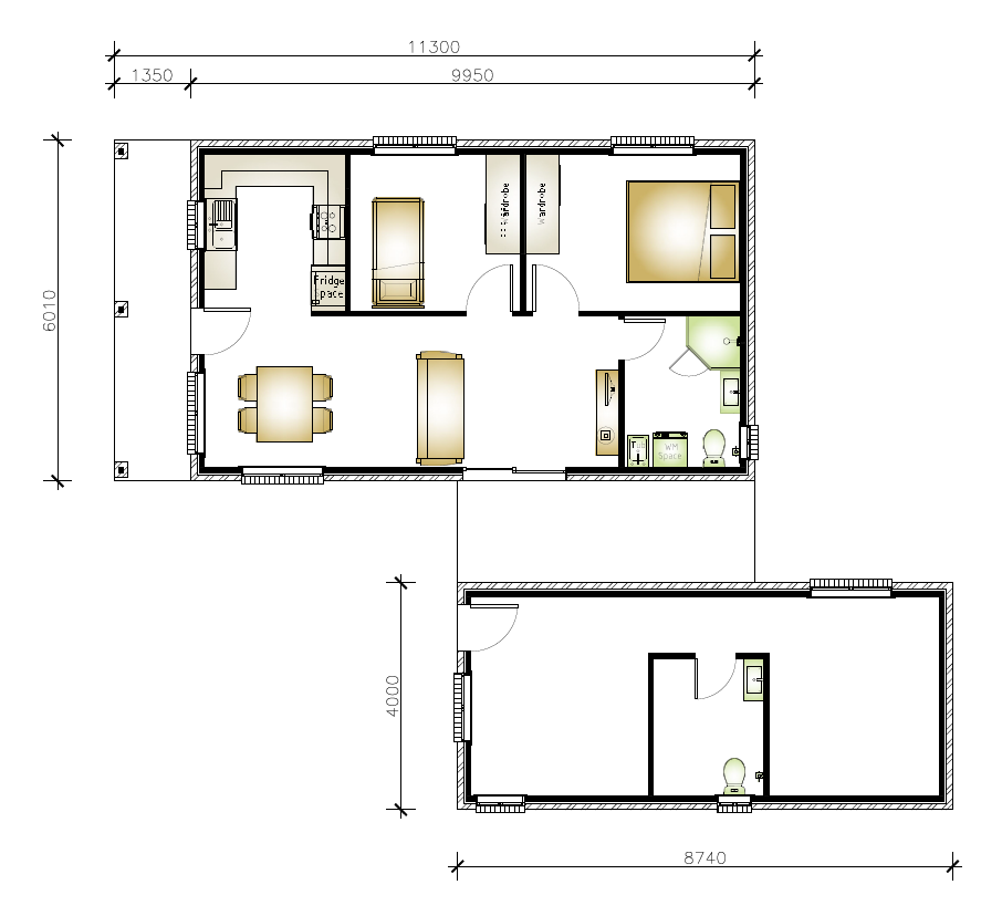 2 bedroom 2 bath granny flat floor plan