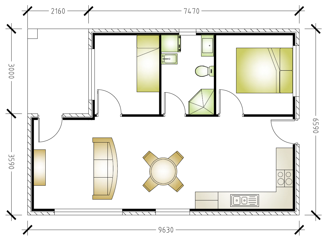 2 bedroom granny flat floor plan