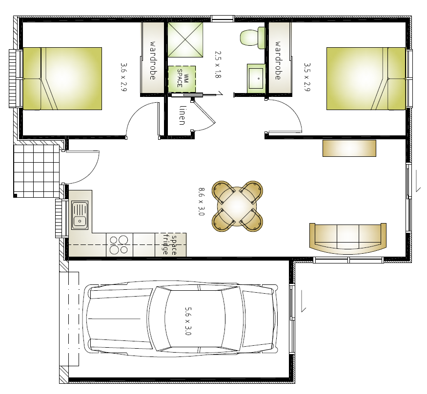 2 bedroom 1 bathroom granny flat with garage