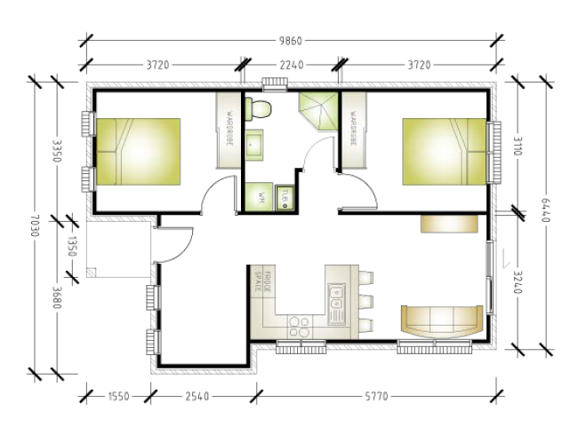 2 bedroom granny flat floor plan