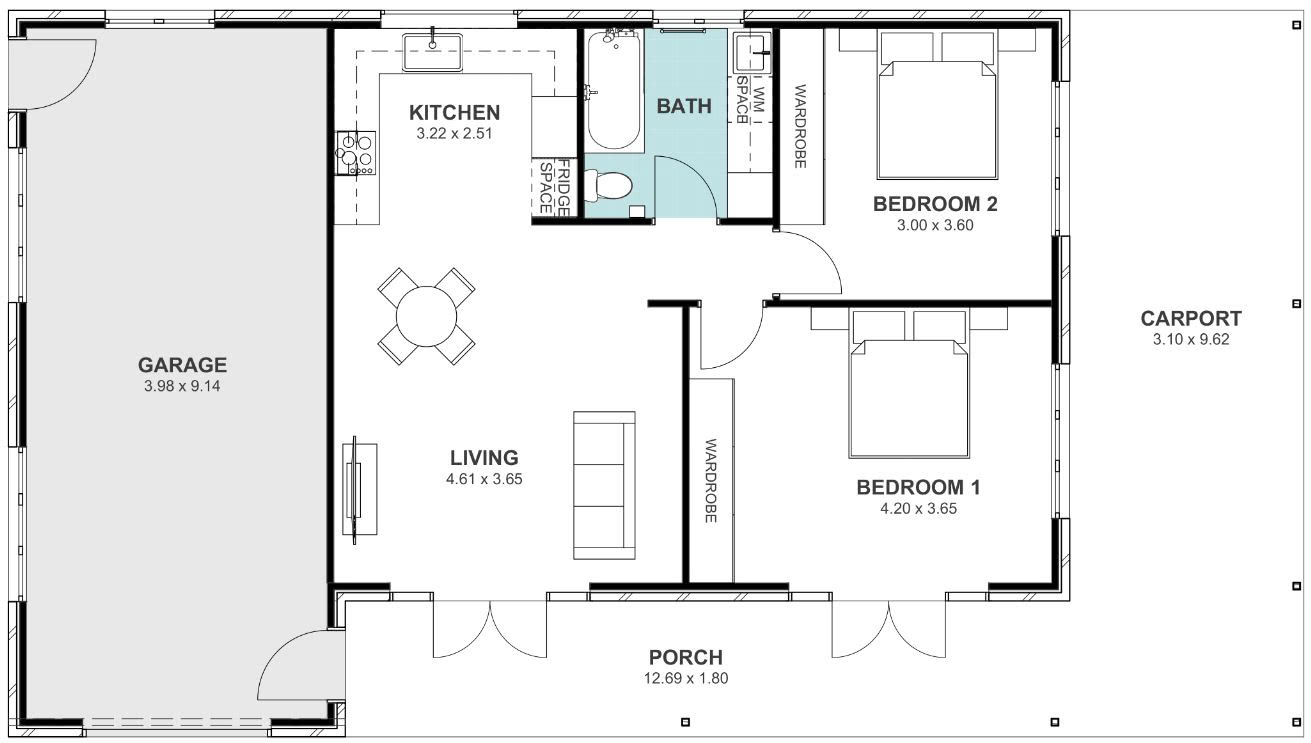 granny flat floor plan design with garage