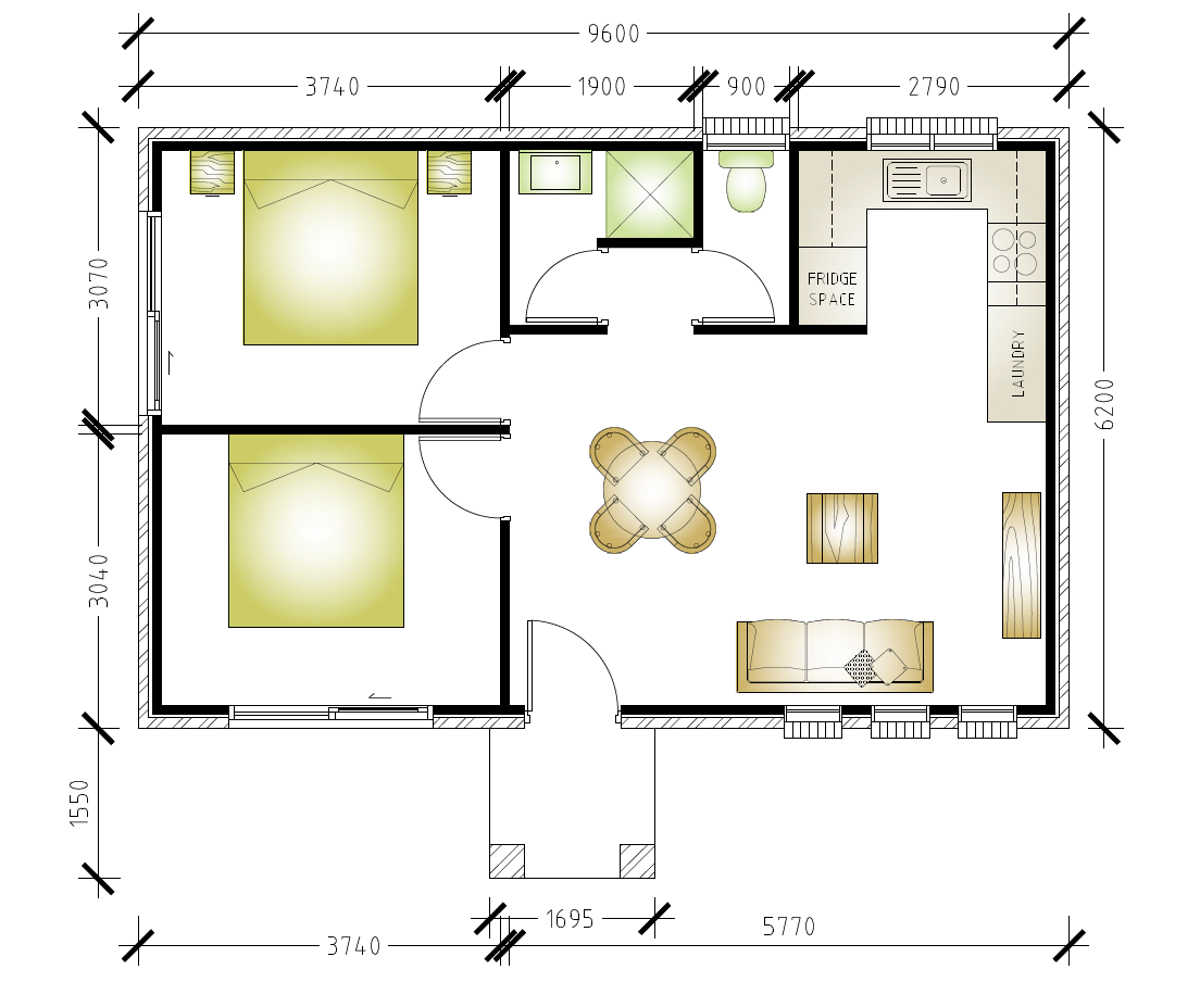 2 bedroom granny flat floor plan