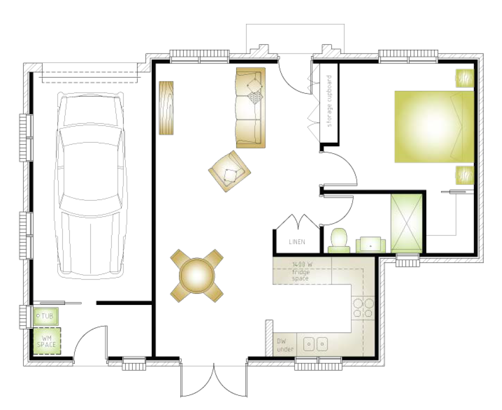 granny flat floor plan with garage