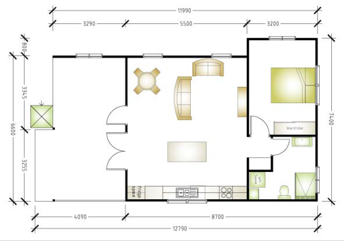 Granny flat 1 bedroom 1 bathroom design