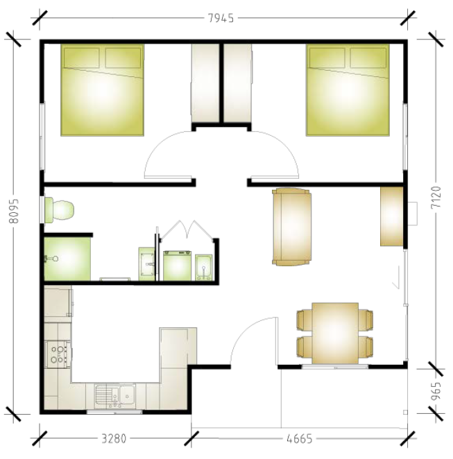 2 bedroom granny flat studio design