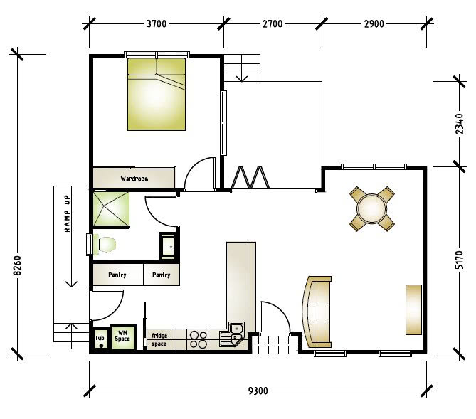 1 bedroom granny flat floor plan