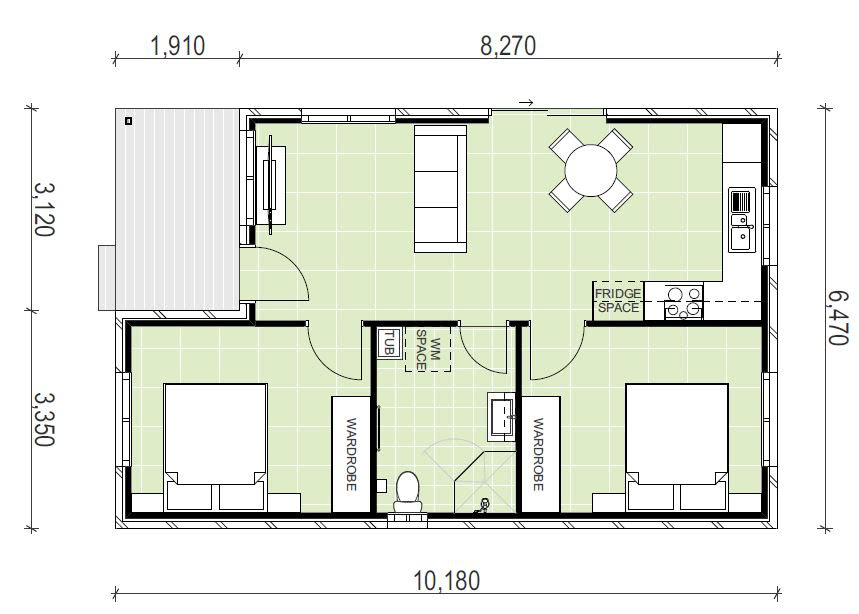 2 bedroom granny flat floor plan