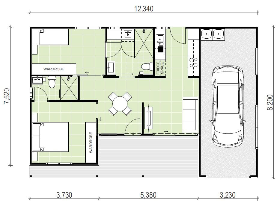 granny flat floor plan design with garage