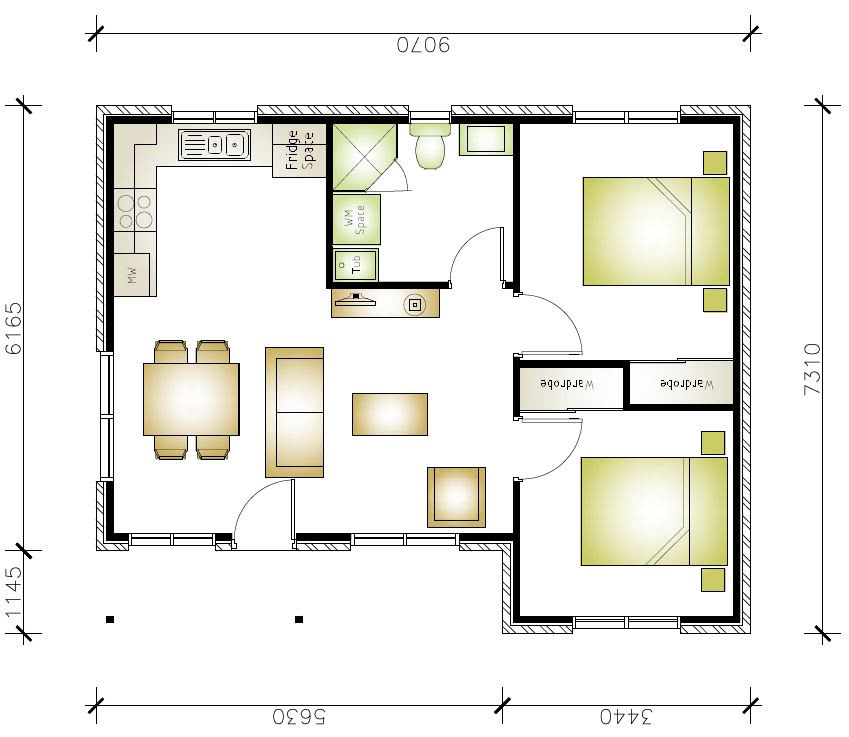 2 bedroom granny flat floor plan design