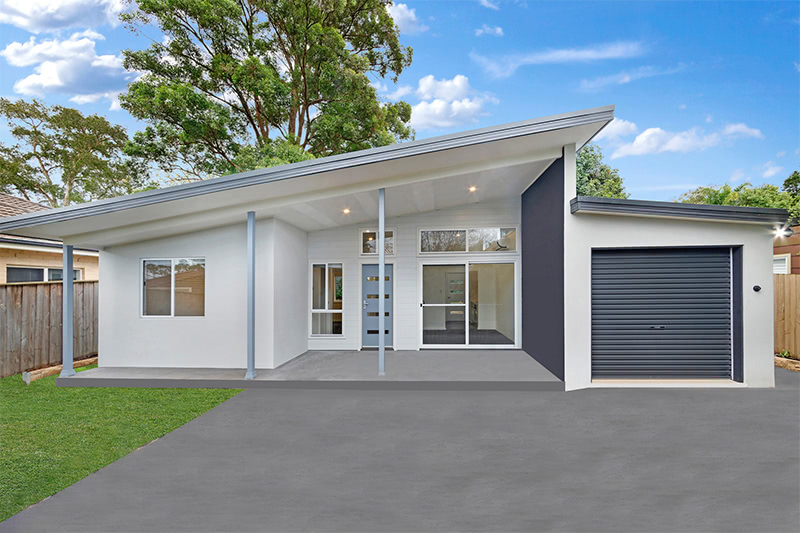 newly built granny flat in with side garage