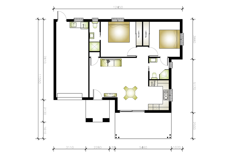 11,550 by 12,450 granny flat including garage