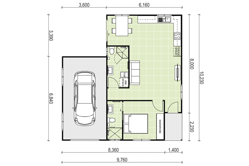 10,230 by 9,760 granny flat including garage 