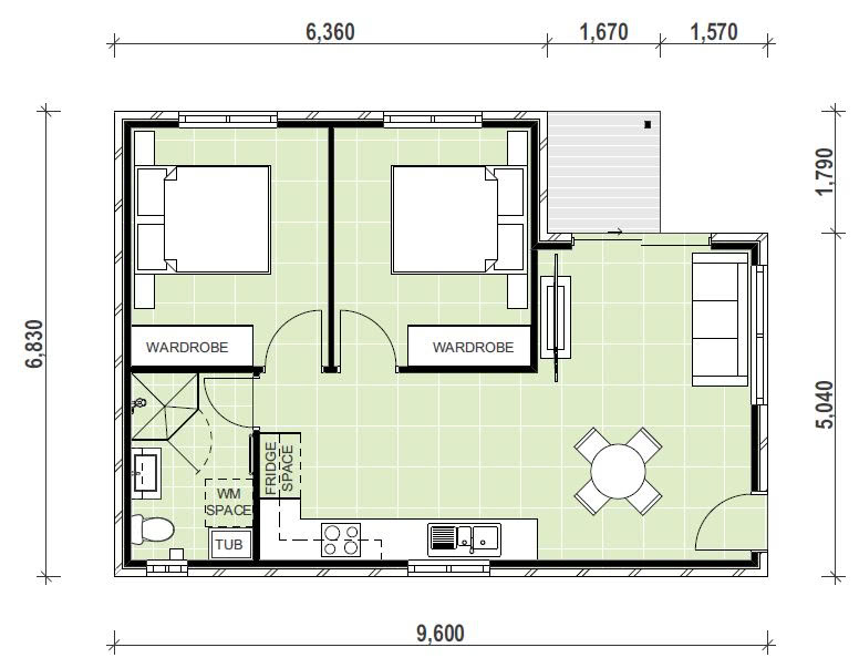 2 bedroom granny flat floor plan