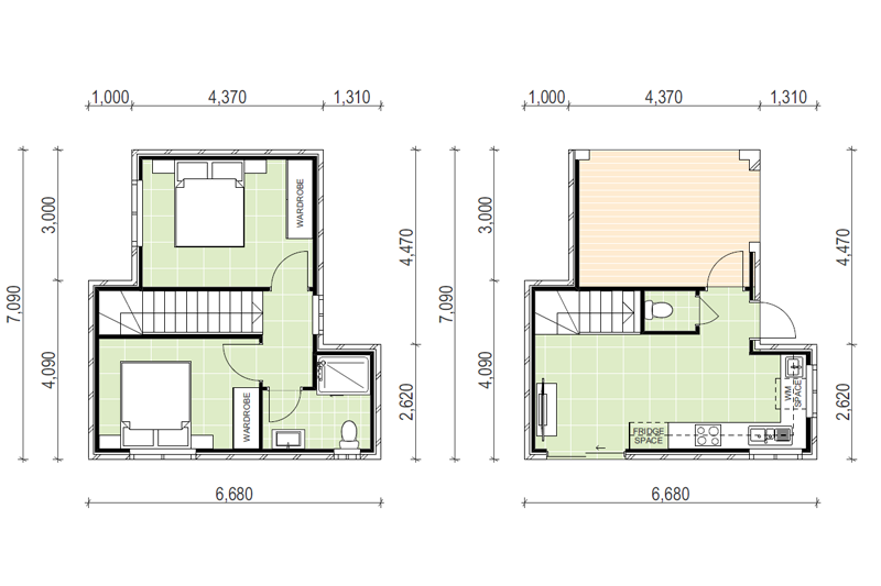 6,680 by 7,090 floor of a two storey home