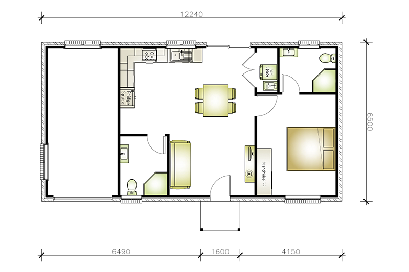 6,500 by 12,240 one bedroom granny flat