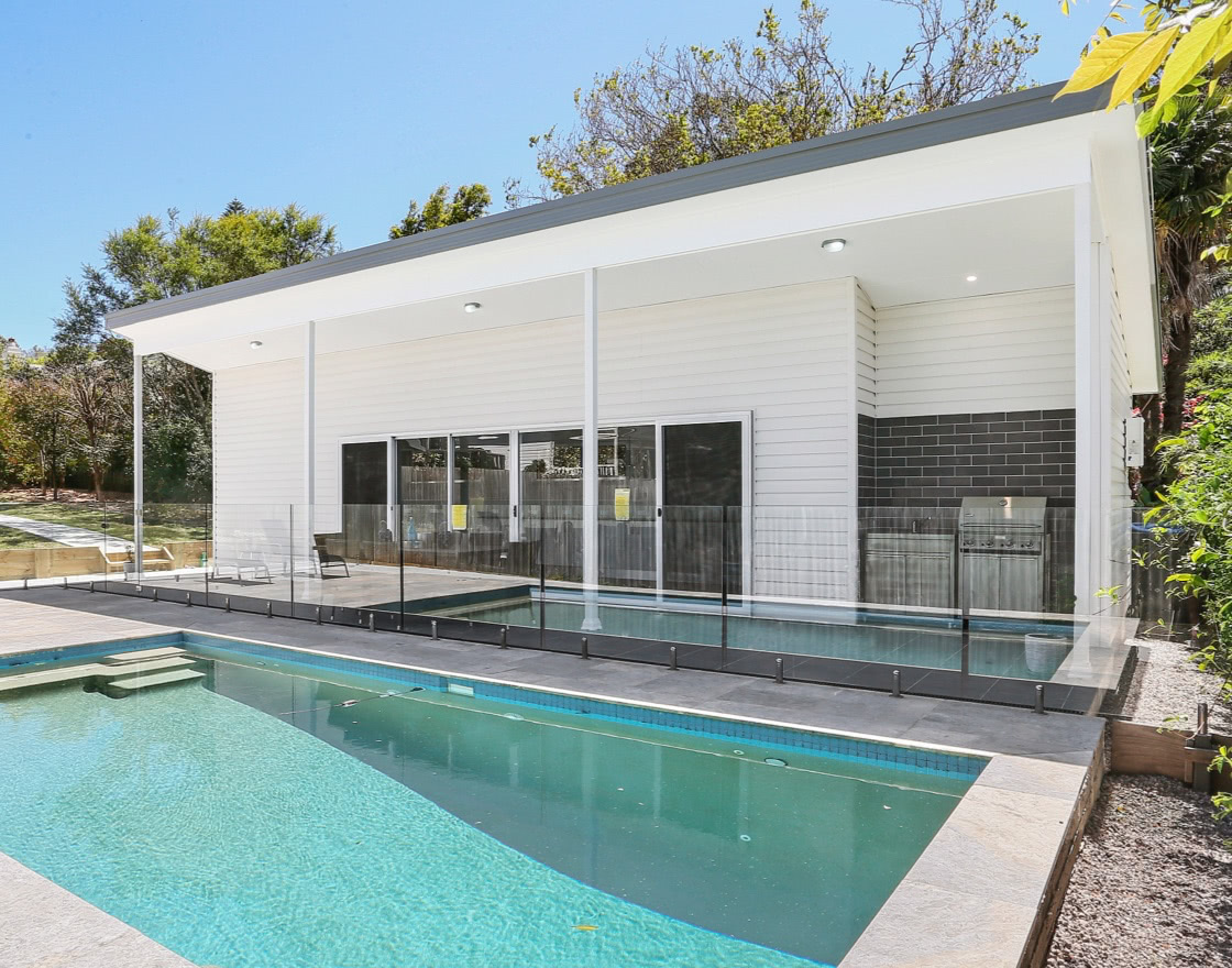 Outdoor pool at granny flat rental