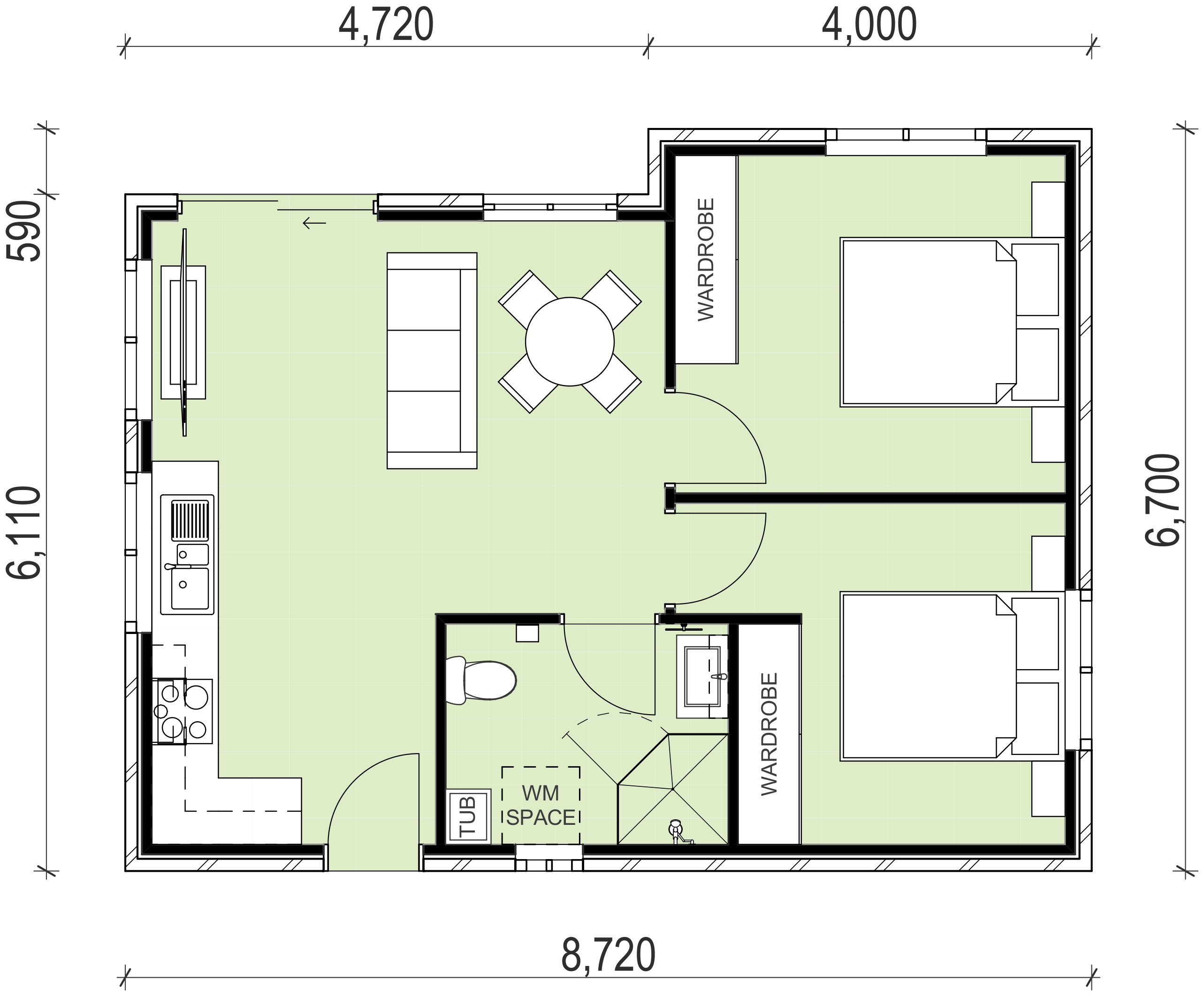 granny flat floor plan design in Ashfield