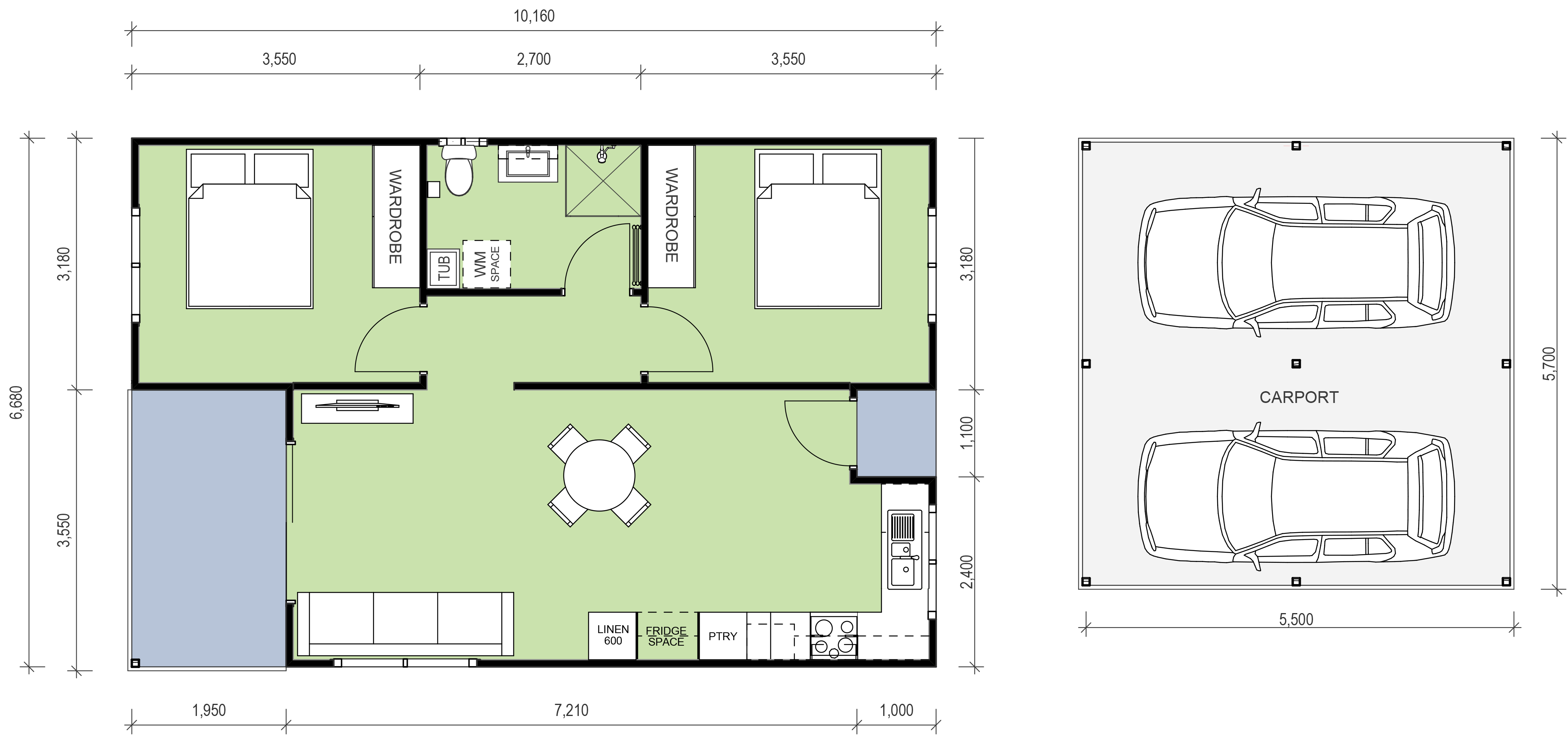 Revesby granny flat floor plan with garage