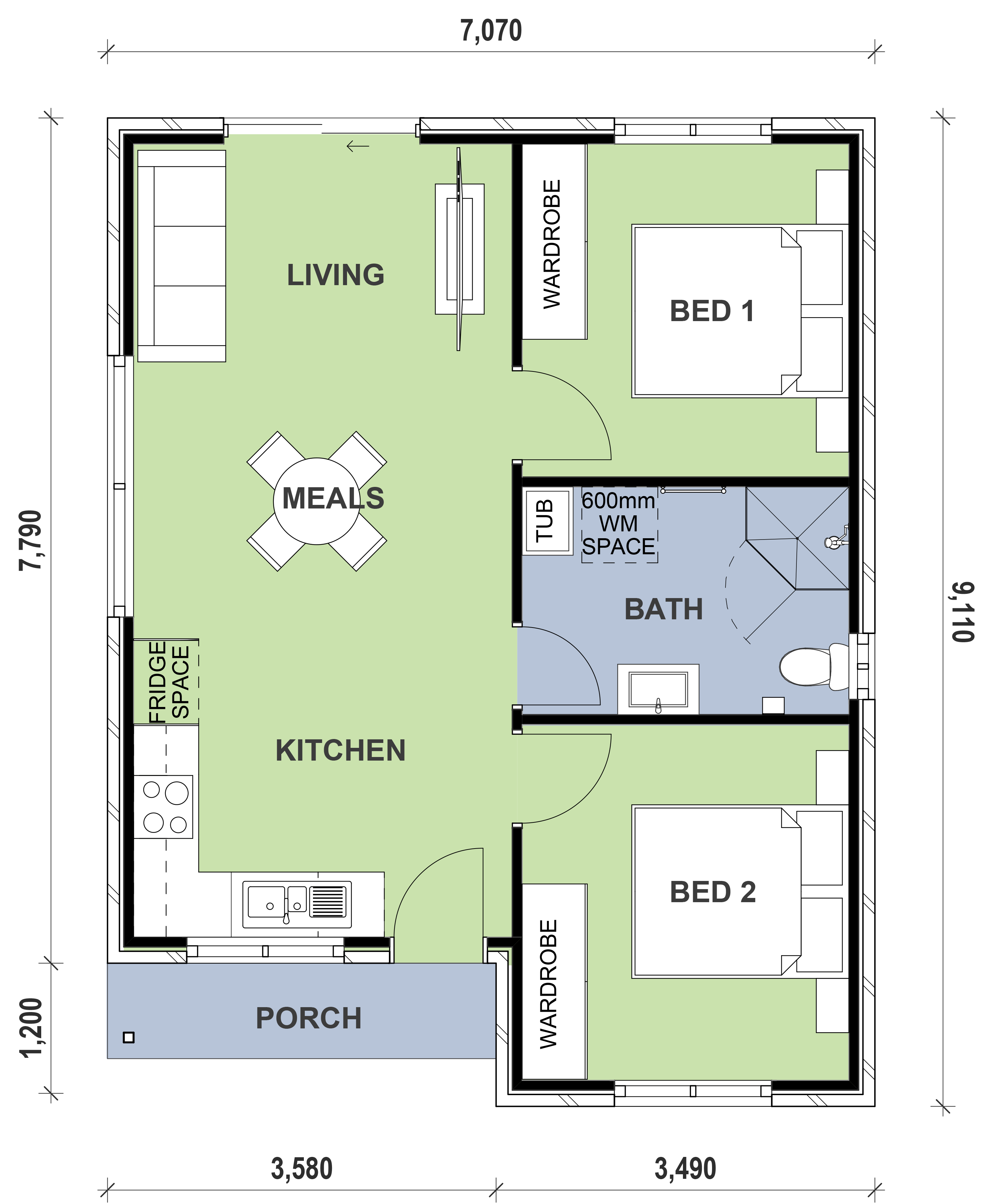 granny flat floor plan design Belmore