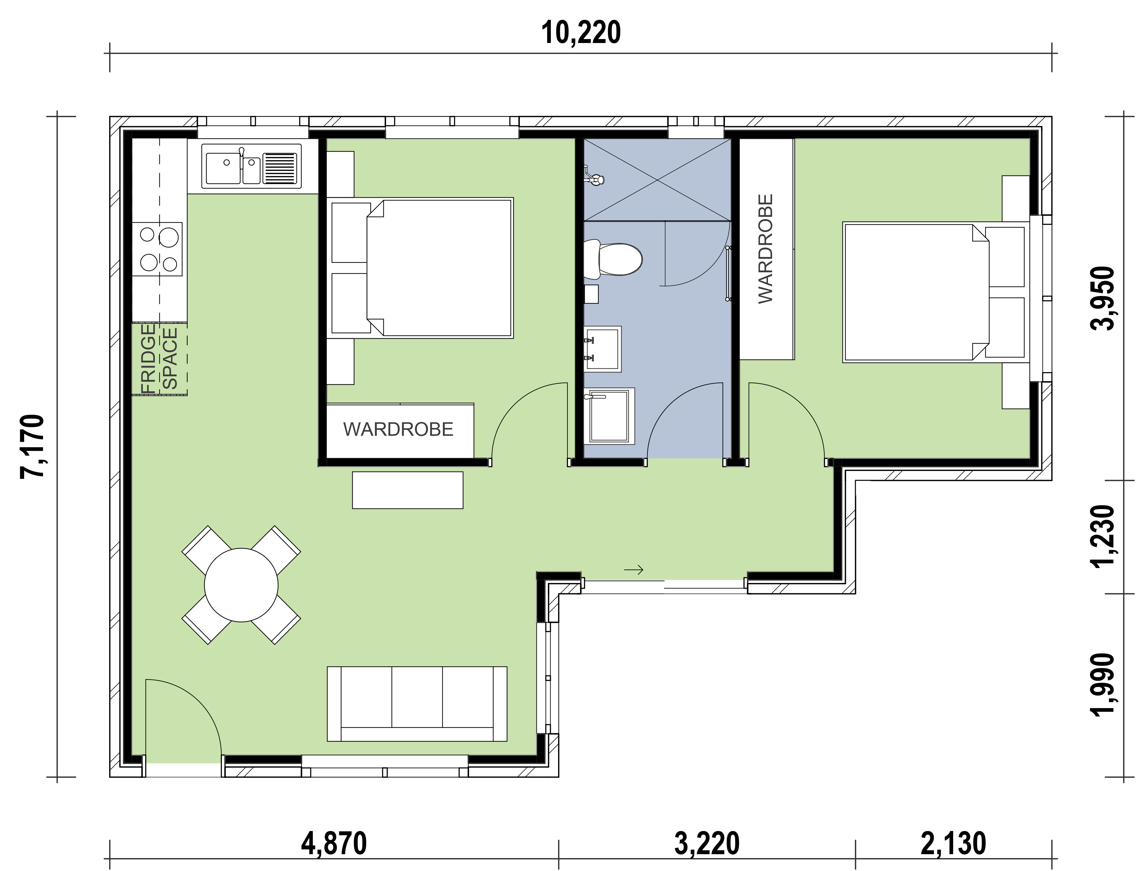 2 bedroom granny flat floor plan design