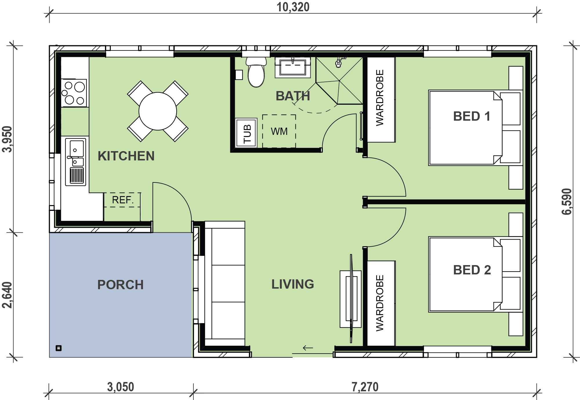 2 bedroom 2 bathroom granny flat with porch