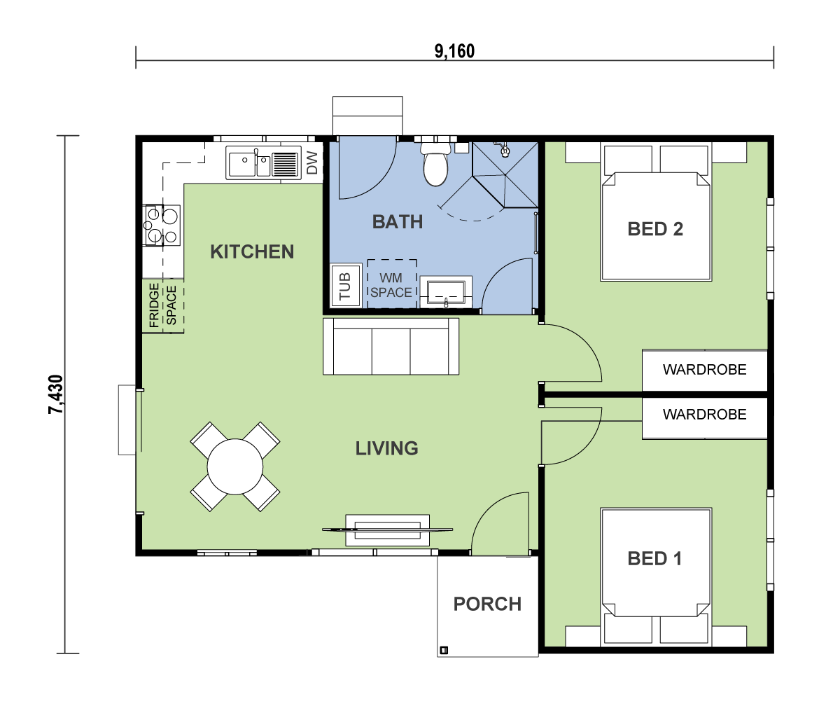 granny flat floor plan design 9160 x 7430