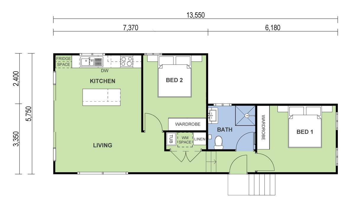 granny flat floor plan design West-Pymble