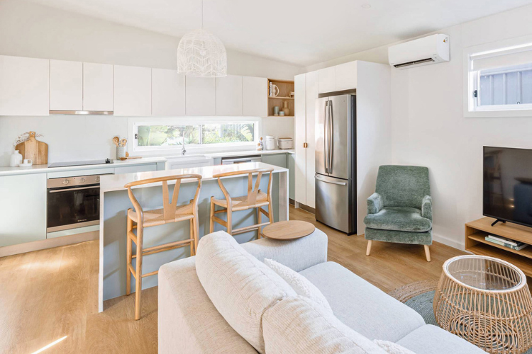 Cosy Living room in granny flat natural tones 